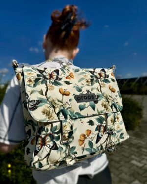 PROPS Tornister damski motyle kwiaty welurowy