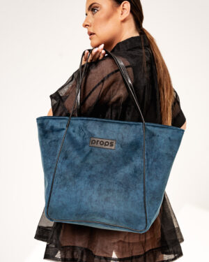 PROPS Torebka damska city bag niebieska welurowa