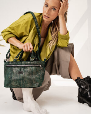 PROPS Torebka damska kuferek zielona welurowa Oaza Spokoju