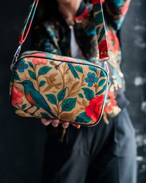 PROPS Torebka damska listonoszka Zieleń z kwiatami