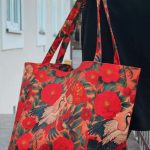 PROPS duża Torebka damska MIŚ czerwień z żurawiem